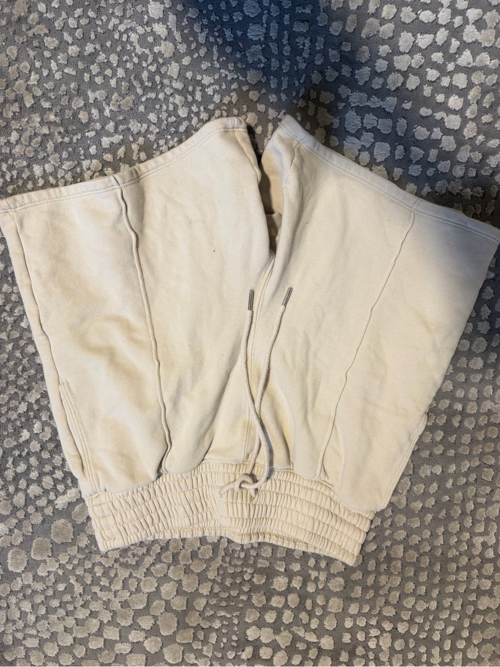 Abercrombie & Fitch Cream Cropped Drawstring Sweatshirt